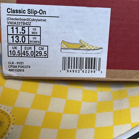 Vans Classic Slip On Checkerboard Cyber Yellow/True White Men’s sneakers - Picture 16 of 16